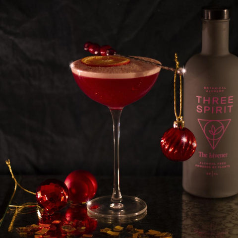 A non-alcoholic cocktail made with Three Spirit Livener